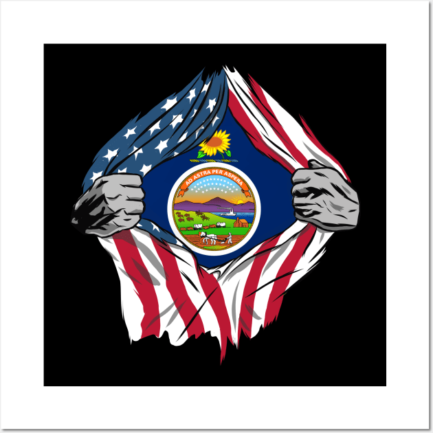 USA American Grown Kansas Flag Wall Art by tobzz